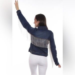 NWT Scully Denim Jacket with Rhinestone Fringe